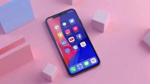 móvil con aplicaciones de redes sociales